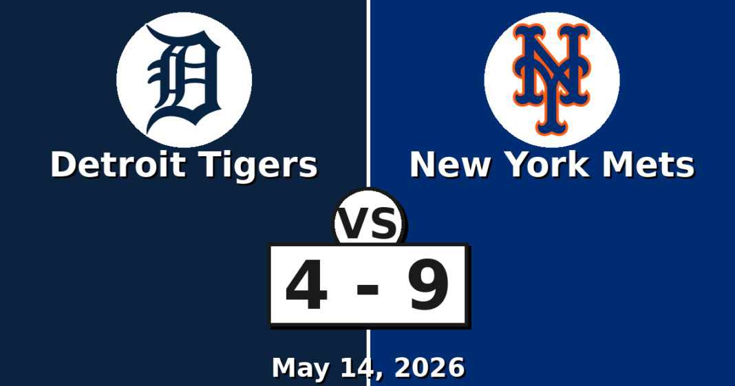 Detroit Tigers vs New York Mets Match Player Stats (May 14, 2026) Detroit Tigers vs New York Mets Match Player Stats