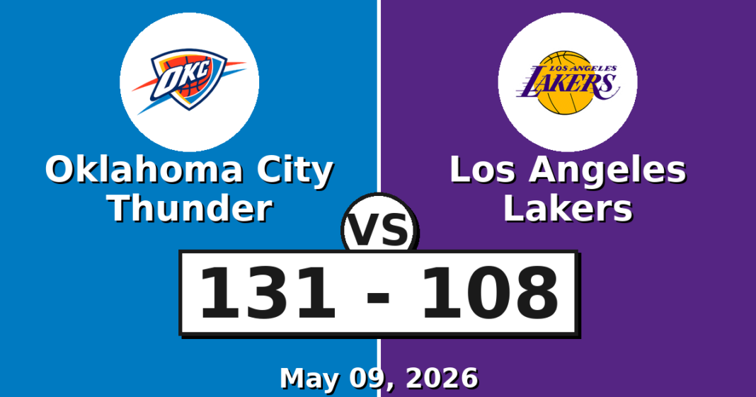 Oklahoma City Thunder vs Los Angeles Lakers Match Player Stats (May 09, 2026) Oklahoma City Thunder vs Los Angeles Lakers Match Player Stats