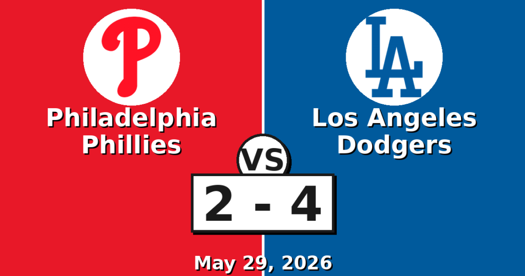 Philadelphia Phillies vs Los Angeles Dodgers Match Player Stats (May 29, 2026) Philadelphia Phillies vs Los Angeles Dodgers Match Player Stats
