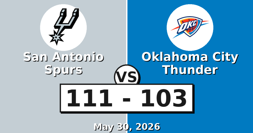 San Antonio Spurs vs Oklahoma City Thunder Match Player Stats (May 30, 2026) San Antonio Spurs vs Oklahoma City Thunder Match Player Stats