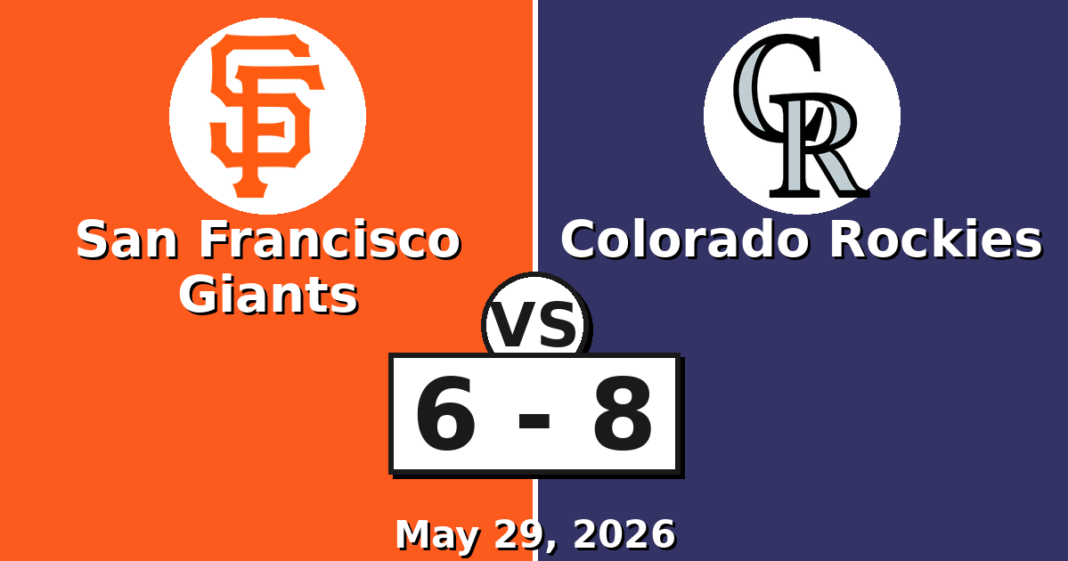 San Francisco Giants vs Colorado Rockies Match Player Stats (May 29, 2026) San Francisco Giants vs Colorado Rockies Match Player Stats