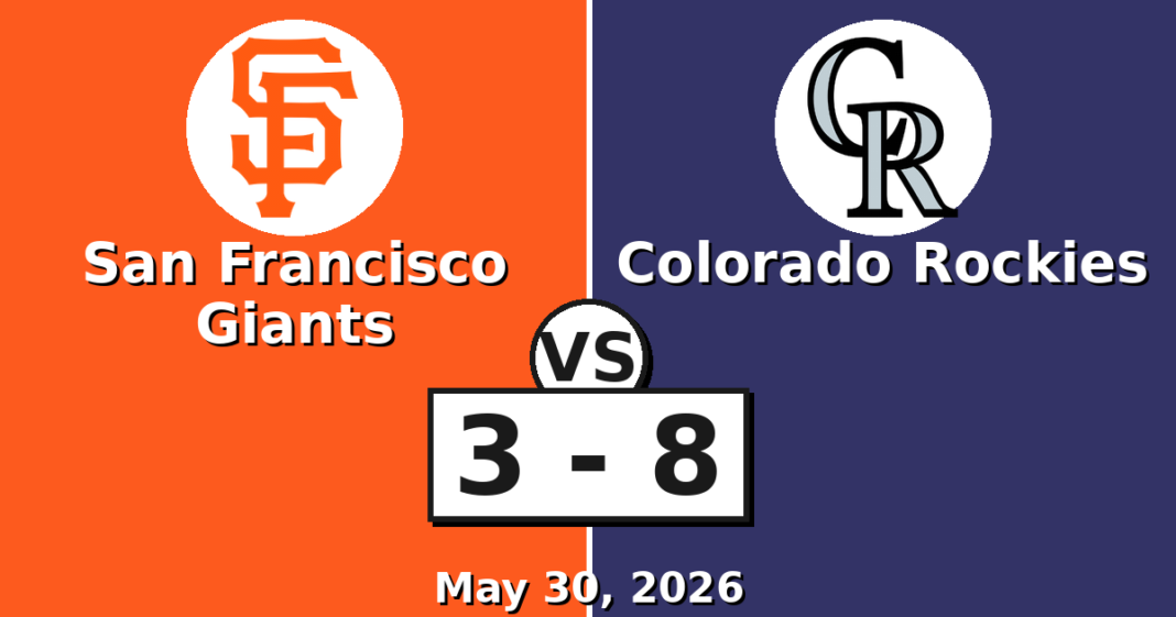 San Francisco Giants vs Colorado Rockies Match Player Stats (May 30, 2026) San Francisco Giants vs Colorado Rockies Match Player Stats