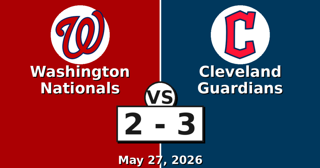 Washington Nationals vs Cleveland Guardians Match Player Stats (May 27, 2026) Washington Nationals vs Cleveland Guardians Match Player Stats