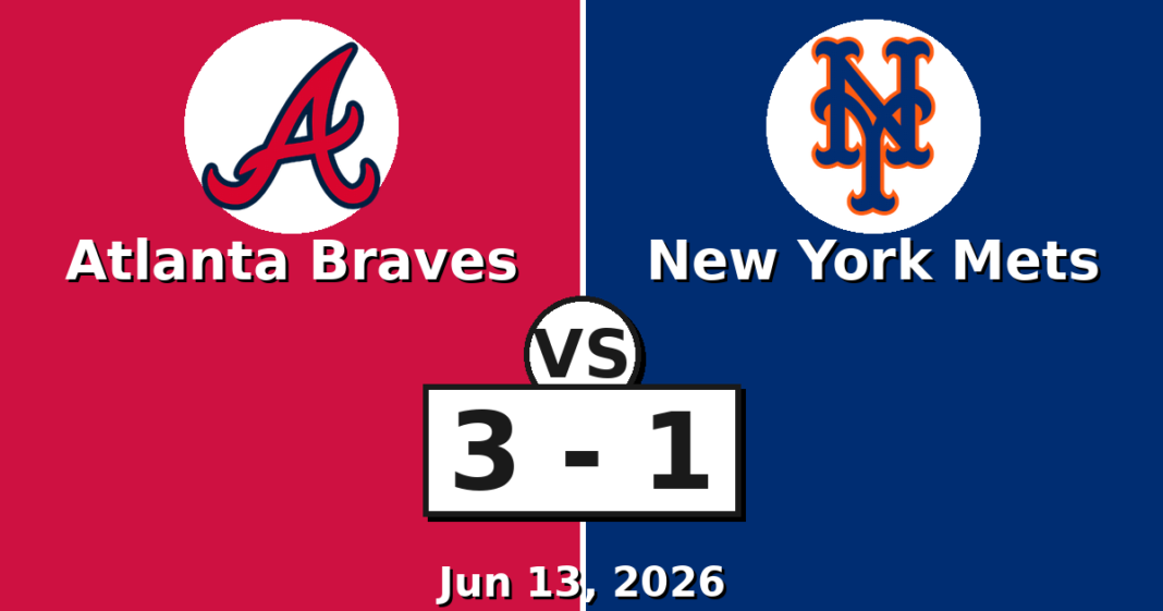 Atlanta Braves vs New York Mets Match Player Stats (Jun 13, 2026) Atlanta Braves vs New York Mets Match Player Stats