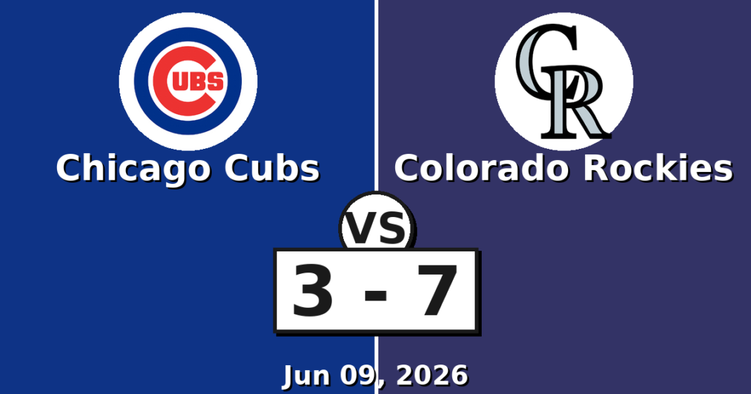 Chicago Cubs vs Colorado Rockies Match Player Stats (Jun 09, 2026) Chicago Cubs vs Colorado Rockies Match Player Stats