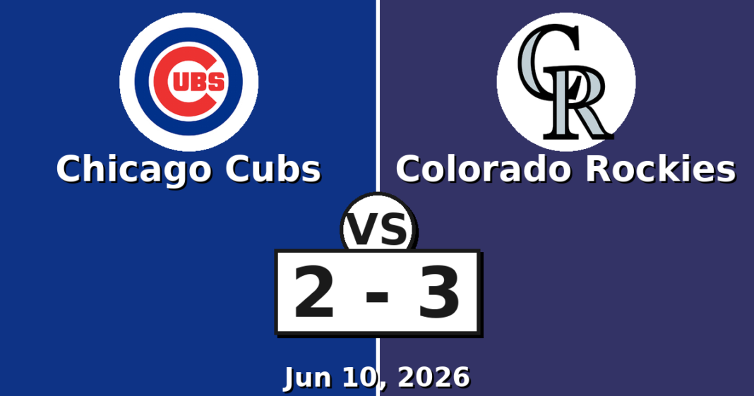 Chicago Cubs vs Colorado Rockies Match Player Stats (Jun 10, 2026) Chicago Cubs vs Colorado Rockies Match Player Stats