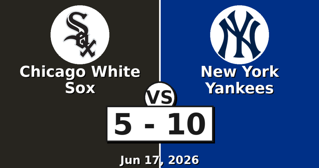 Chicago White Sox vs New York Yankees Match Player Stats (Jun 17, 2026) Chicago White Sox vs New York Yankees Match Player Stats