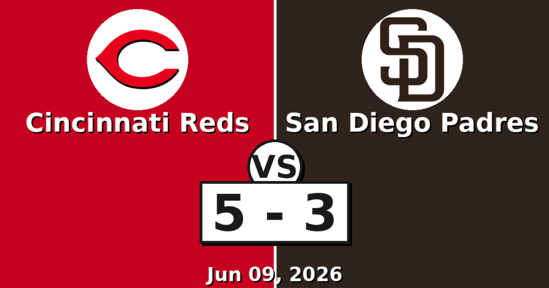 Cincinnati Reds vs San Diego Padres Match Player Stats (Jun 09, 2026) Cincinnati Reds vs San Diego Padres Match Player Stats