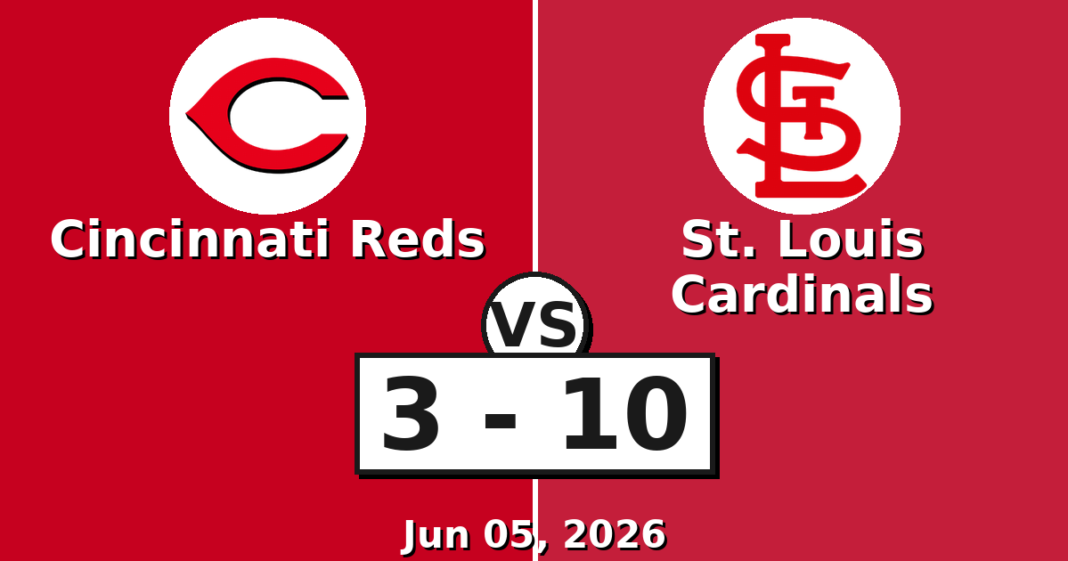 Cincinnati Reds vs St. Louis Cardinals Match Player Stats (Jun 05, 2026) Cincinnati Reds vs St. Louis Cardinals Match Player Stats