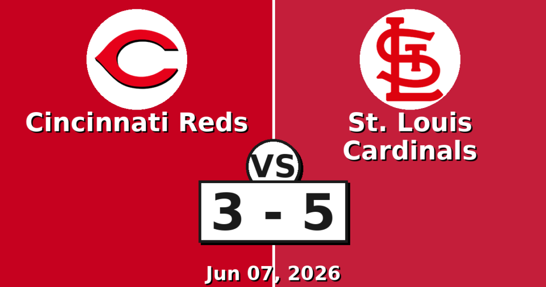 Cincinnati Reds vs St. Louis Cardinals Match Player Stats (Jun 07, 2026) Cincinnati Reds vs St. Louis Cardinals Match Player Stats