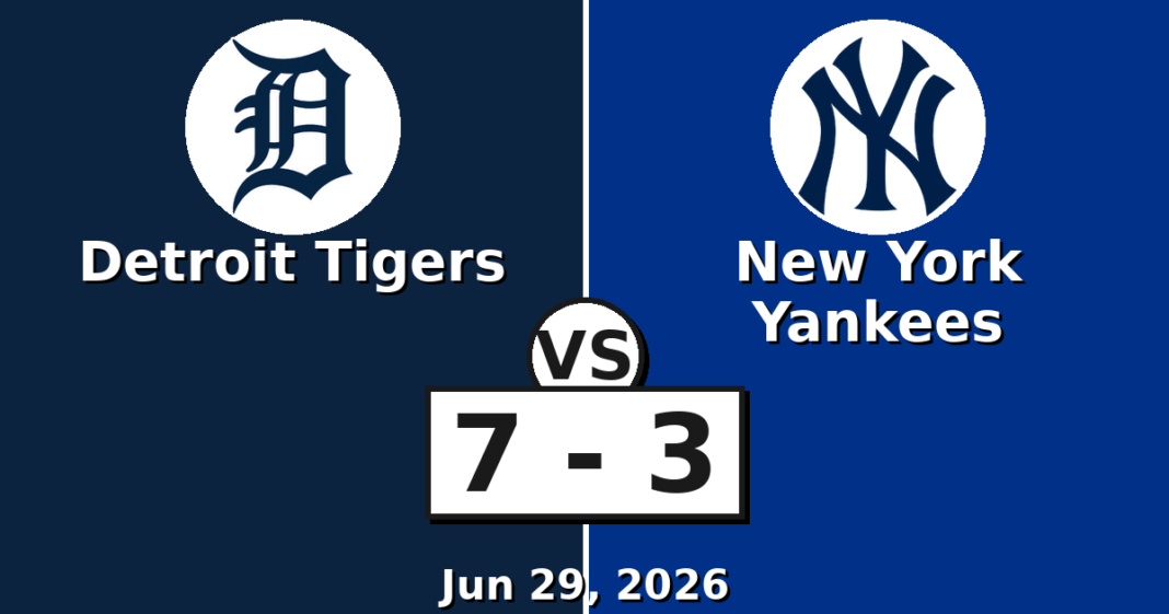 Detroit Tigers vs New York Yankees Match Player Stats