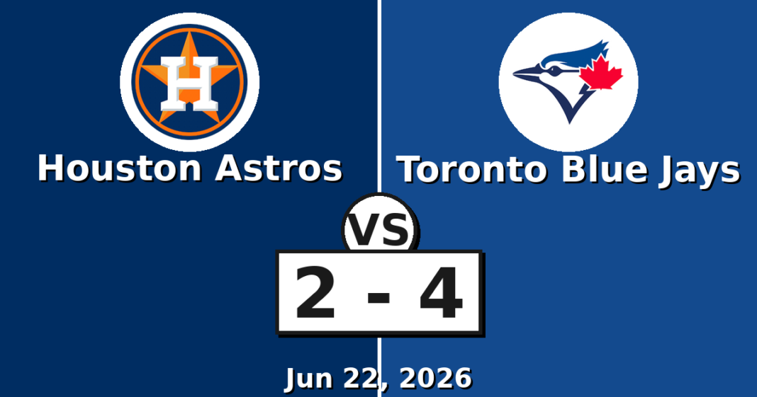 Houston Astros vs Toronto Blue Jays Match Player Stats (Jun 22, 2026) Houston Astros vs Toronto Blue Jays Match Player Stats