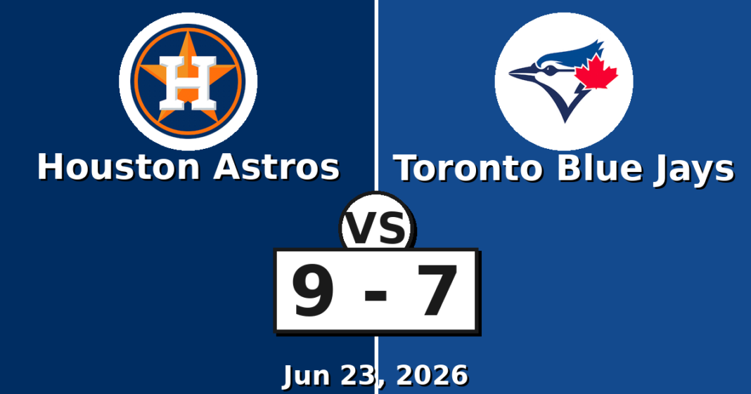 Houston Astros vs Toronto Blue Jays Match Player Stats (Jun 23, 2026) Houston Astros vs Toronto Blue Jays Match Player Stats