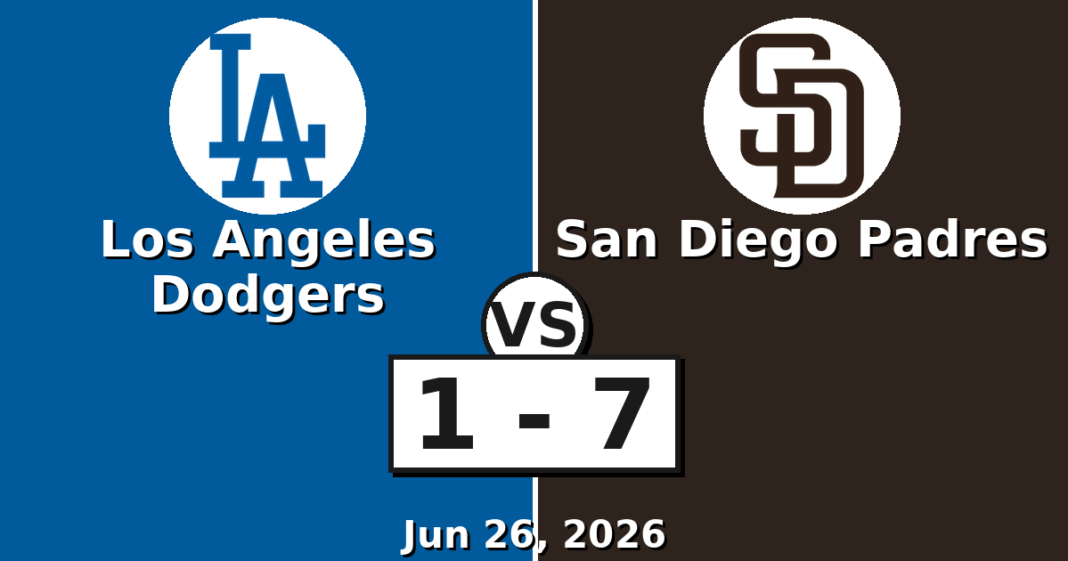Los Angeles Dodgers vs San Diego Padres Match Player Stats