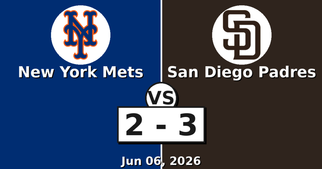 New York Mets vs San Diego Padres Match Player Stats (Jun 06, 2026) New York Mets vs San Diego Padres Match Player Stats