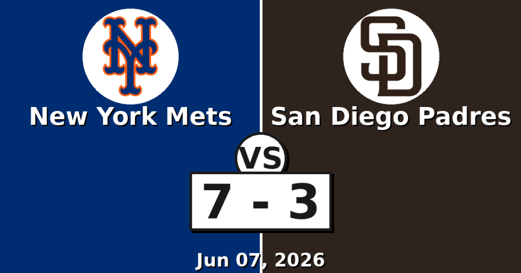New York Mets vs San Diego Padres Match Player Stats (Jun 07, 2026) New York Mets vs San Diego Padres Match Player Stats
