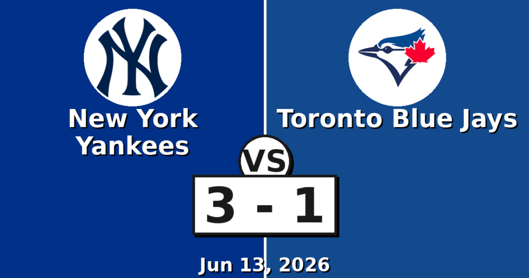 New York Yankees vs Toronto Blue Jays Match Player Stats (Jun 13, 2026) New York Yankees vs Toronto Blue Jays Match Player Stats
