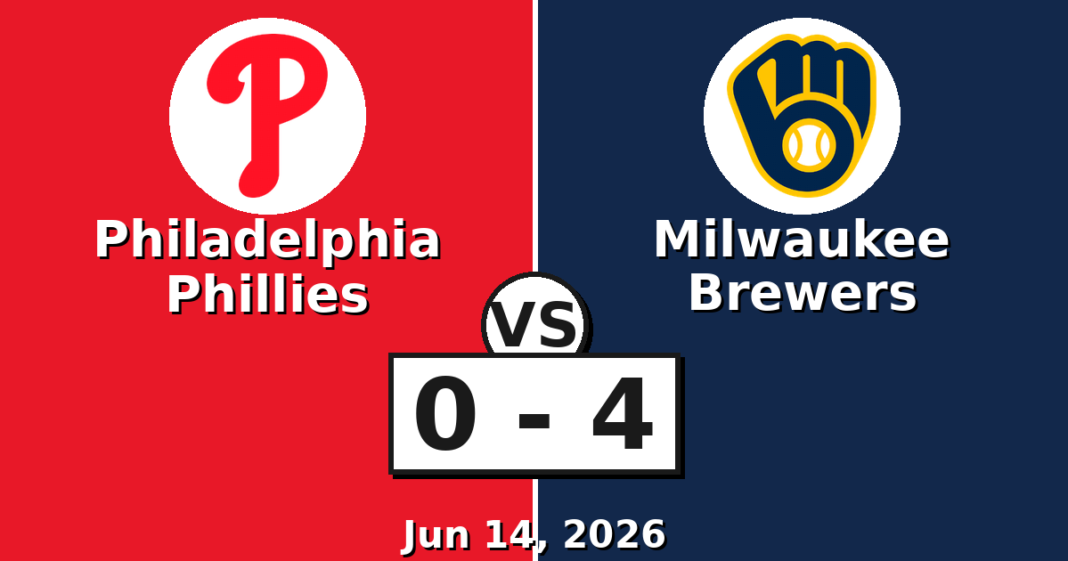 Philadelphia Phillies vs Milwaukee Brewers Match Player Stats (Jun 14, 2026) Philadelphia Phillies vs Milwaukee Brewers Match Player Stats