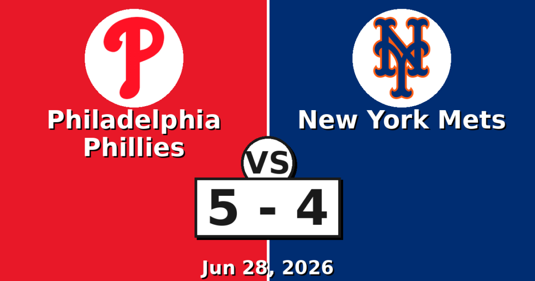 Philadelphia Phillies vs New York Mets Match Player Stats