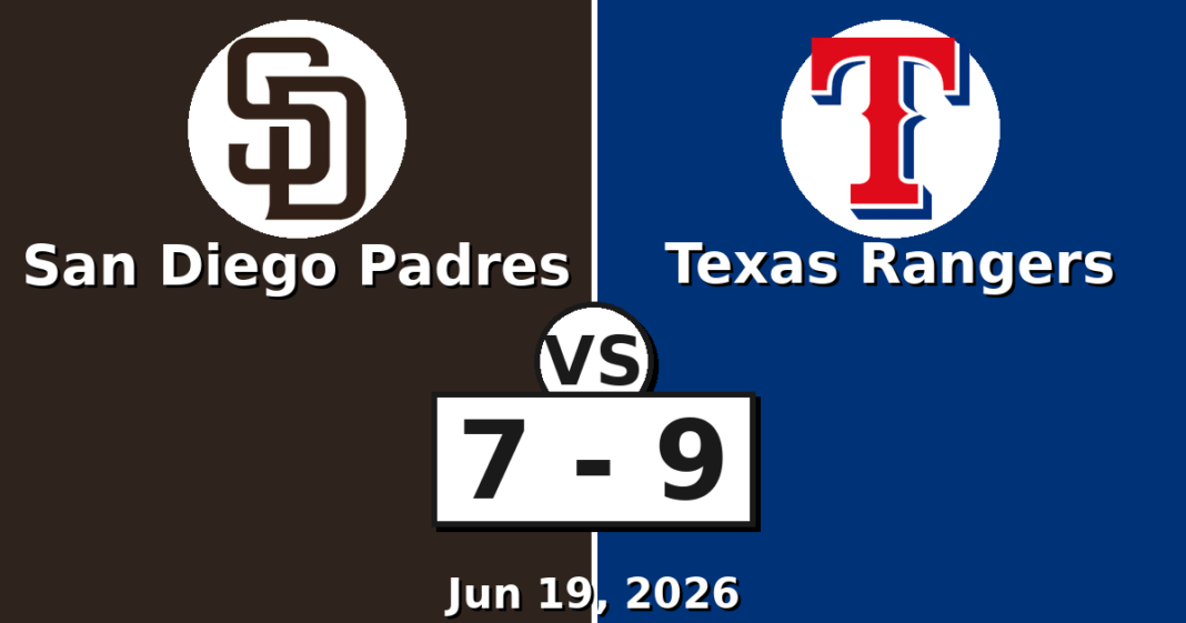 San Diego Padres vs Texas Rangers Match Player Stats (Jun 19, 2026) San Diego Padres vs Texas Rangers Match Player Stats