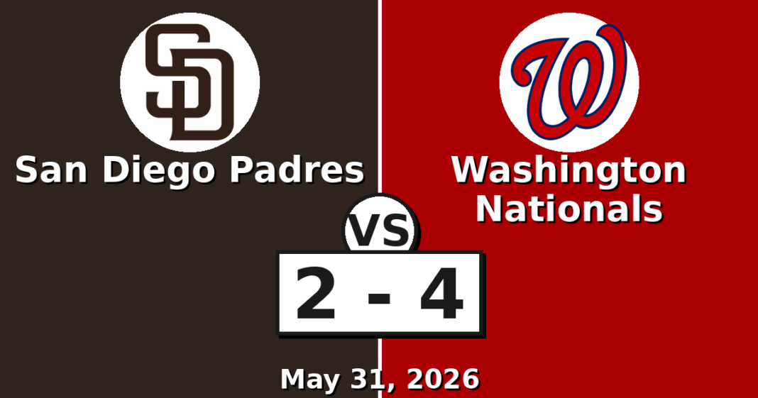 San Diego Padres vs Washington Nationals Match Player Stats (May 31, 2026) San Diego Padres vs Washington Nationals Match Player Stats