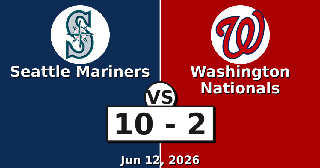 Seattle Mariners vs Washington Nationals Match Player Stats (Jun 12, 2026) Seattle Mariners vs Washington Nationals Match Player Stats