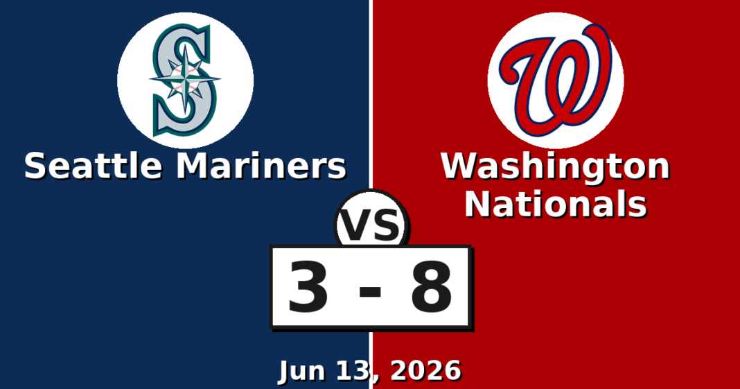 Seattle Mariners vs Washington Nationals Match Player Stats (Jun 13, 2026) Seattle Mariners vs Washington Nationals Match Player Stats