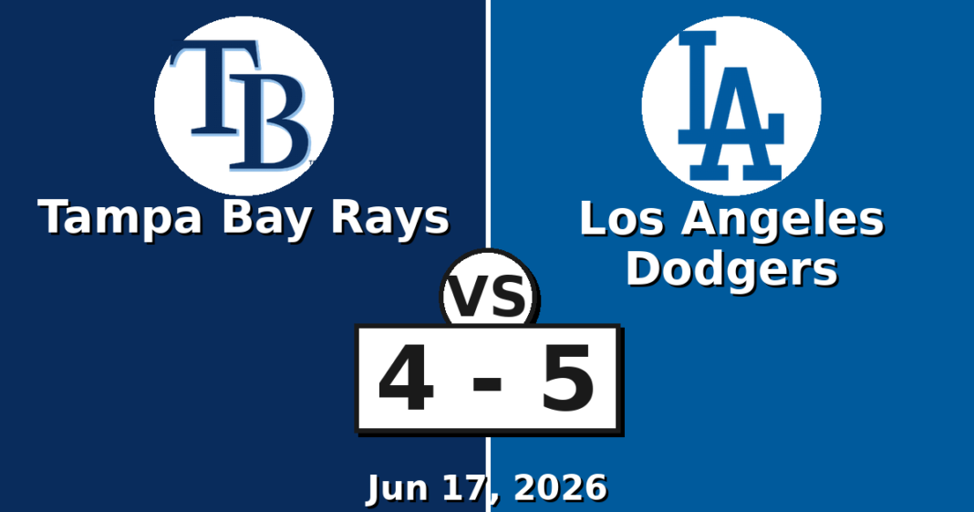 Tampa Bay Rays vs Los Angeles Dodgers Match Player Stats (Jun 17, 2026) Tampa Bay Rays vs Los Angeles Dodgers Match Player Stats