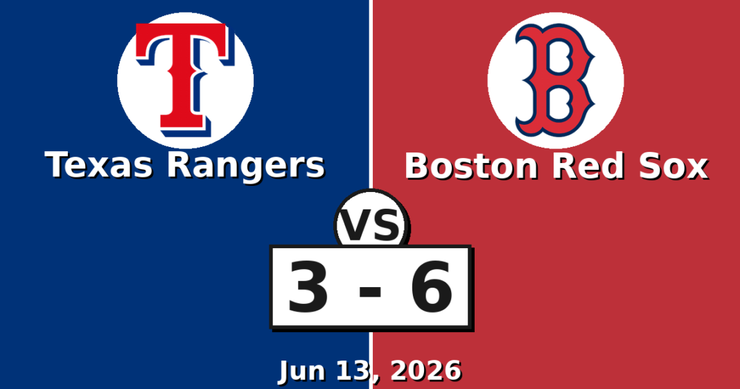Texas Rangers vs Boston Red Sox Match Player Stats (Jun 13, 2026) Texas Rangers vs Boston Red Sox Match Player Stats
