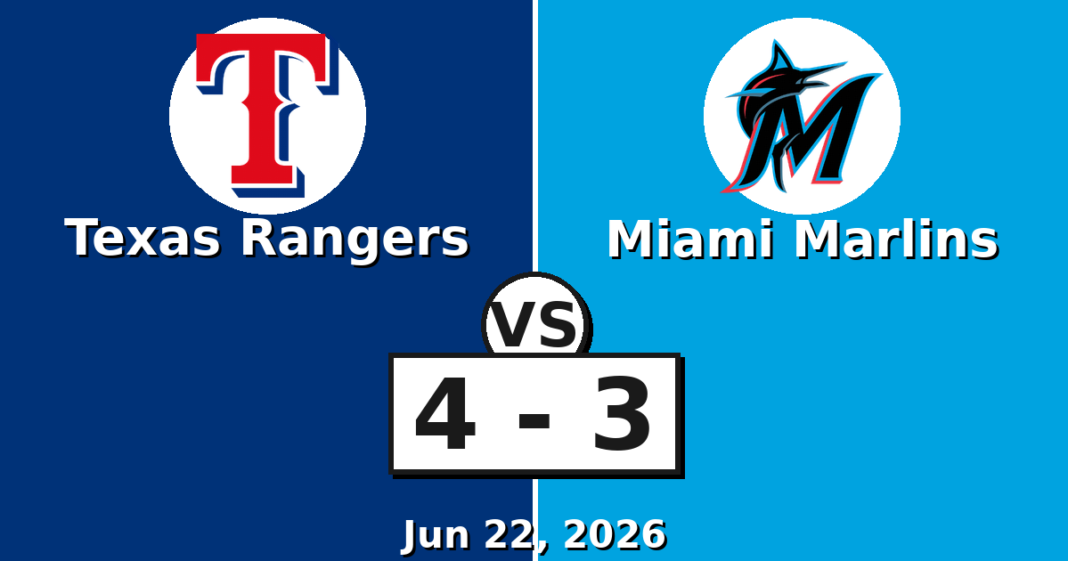 Texas Rangers vs Miami Marlins Match Player Stats
