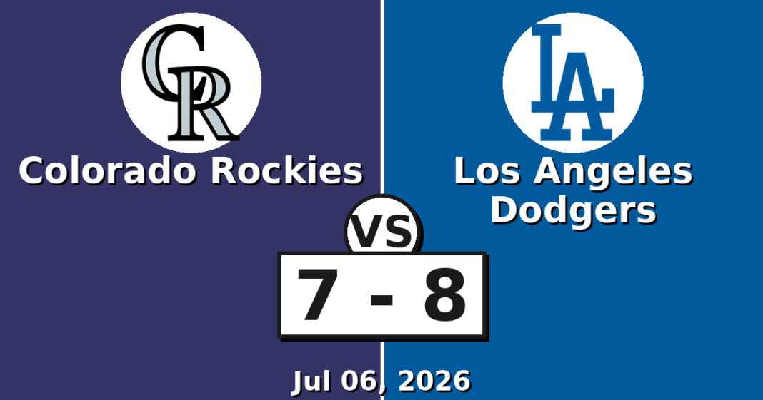 Colorado Rockies vs Los Angeles Dodgers Match Player Stats