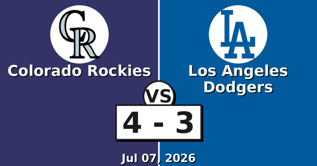 Colorado Rockies vs Los Angeles Dodgers Match Player Stats