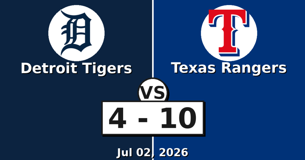Detroit Tigers vs Texas Rangers Match Player Stats