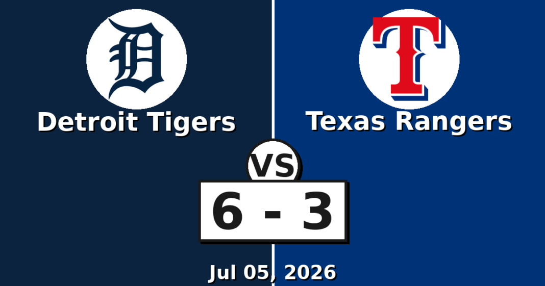 Detroit Tigers vs Texas Rangers Match Player Stats
