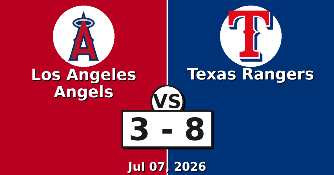 Los Angeles Angels vs Texas Rangers Match Player Stats